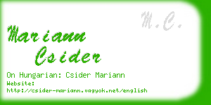 mariann csider business card